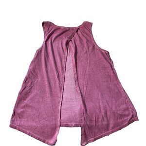 IDEOLOGY ID Large Purple Tank Top Split Open Back Acid Wash 100% Cotton